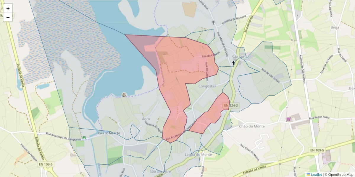 Mapa detalhado do código postal 3870-017 com limites, códigos postais vizinhos e agências dos correios
