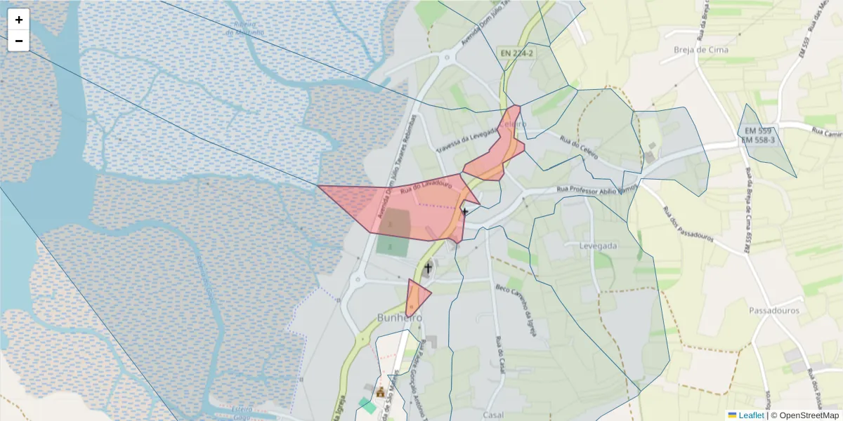 Mapa detalhado do código postal 3870-034 com limites, códigos postais vizinhos e agências dos correios