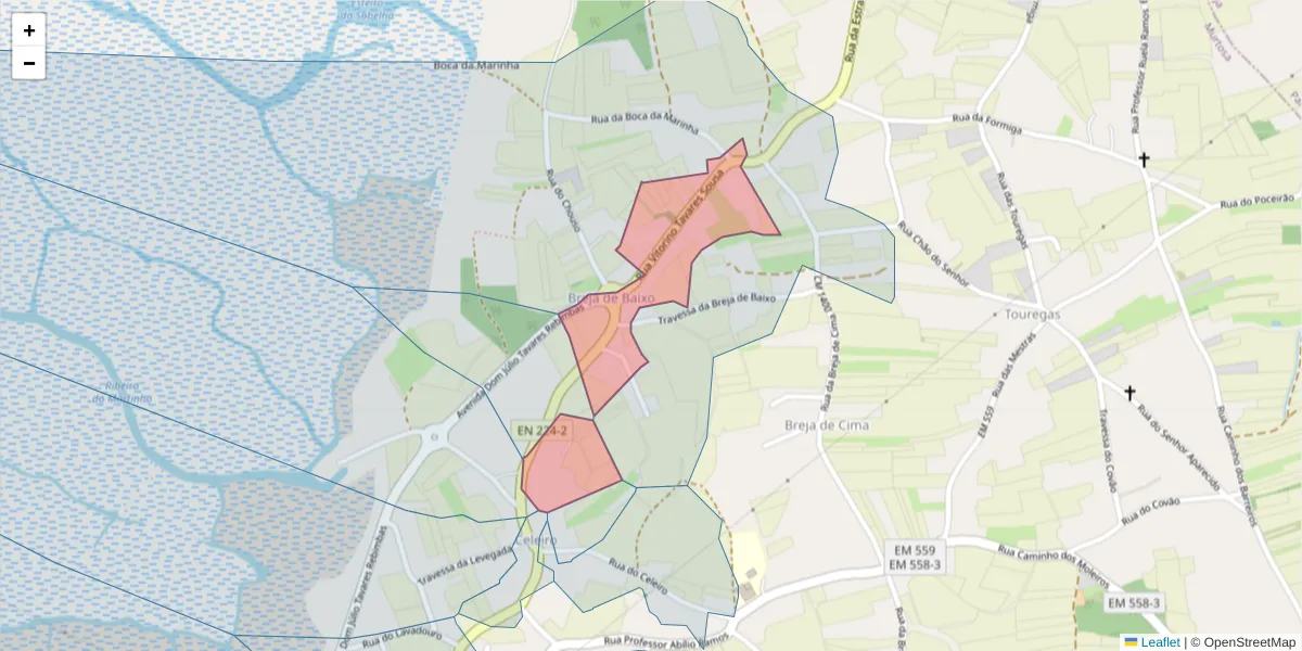 Mapa detalhado do código postal 3870-062 com limites, códigos postais vizinhos e agências dos correios