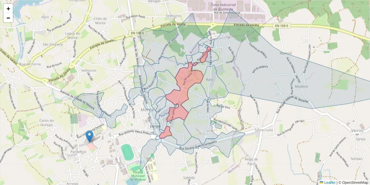 Mapa detalhado do código postal 3870-136 com limites, códigos postais vizinhos e agências dos correios