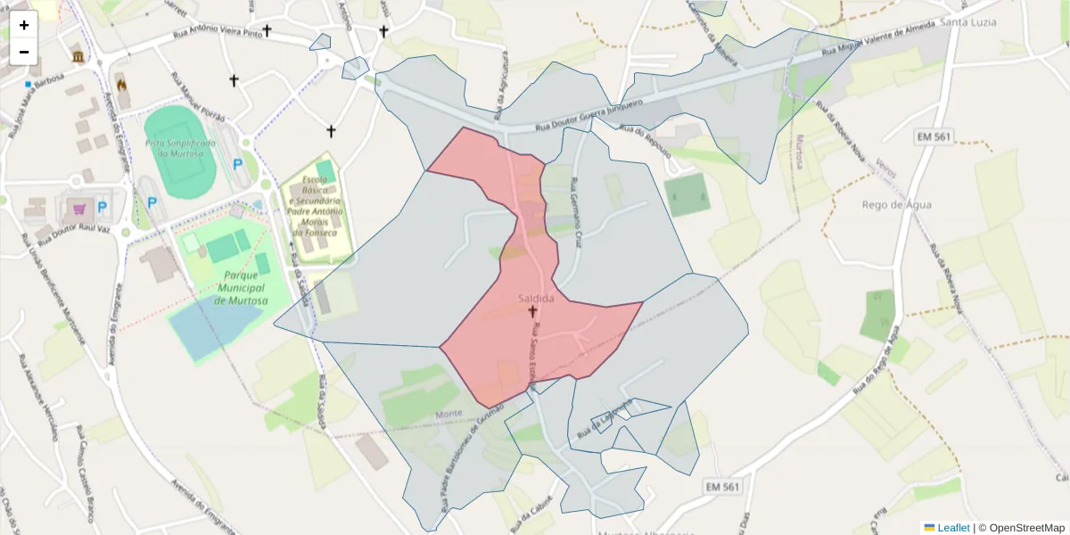 Mapa detalhado do código postal 3870-137 com limites, códigos postais vizinhos e agências dos correios