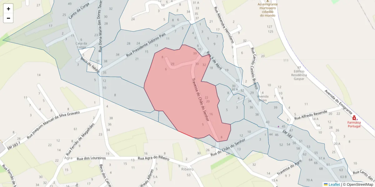 Mapa detalhado do código postal 3870-144 com limites, códigos postais vizinhos e agências dos correios