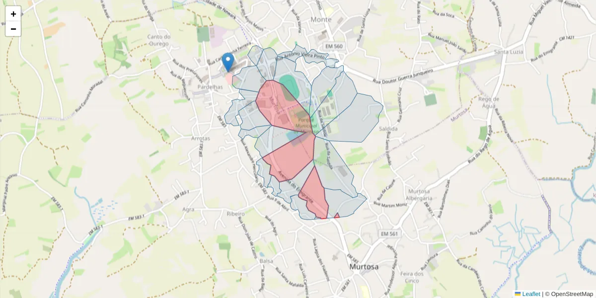 Mapa detalhado do código postal 3870-153 com limites, códigos postais vizinhos e agências dos correios