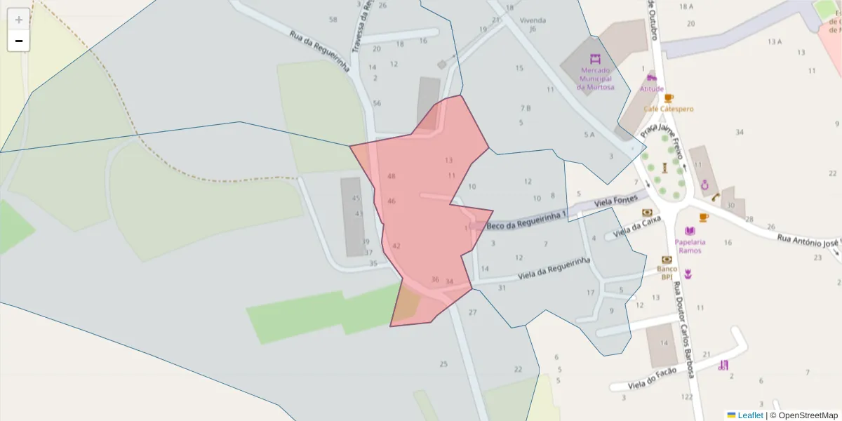 Mapa detalhado do código postal 3870-199 com limites, códigos postais vizinhos e agências dos correios