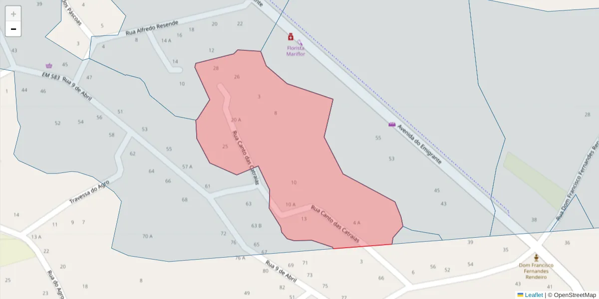 Mapa detalhado do código postal 3870-201 com limites, códigos postais vizinhos e agências dos correios
