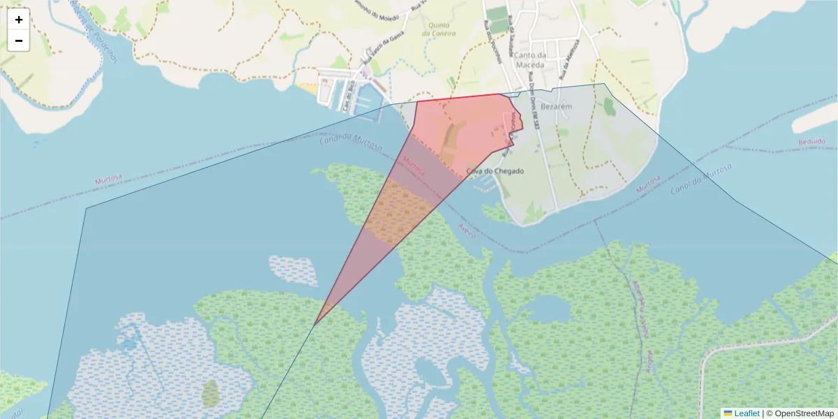 Mapa detalhado do código postal 3870-202 com limites, códigos postais vizinhos e agências dos correios