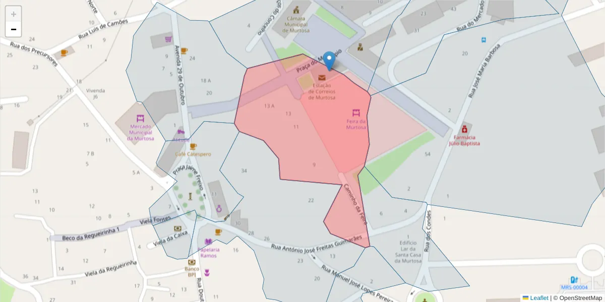 Mapa detalhado do código postal 3870-207 com limites, códigos postais vizinhos e agências dos correios