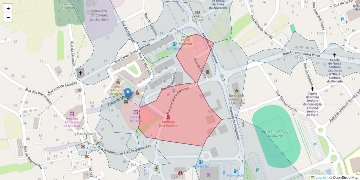 Mapa detalhado do código postal 3870-214 com limites, códigos postais vizinhos e agências dos correios