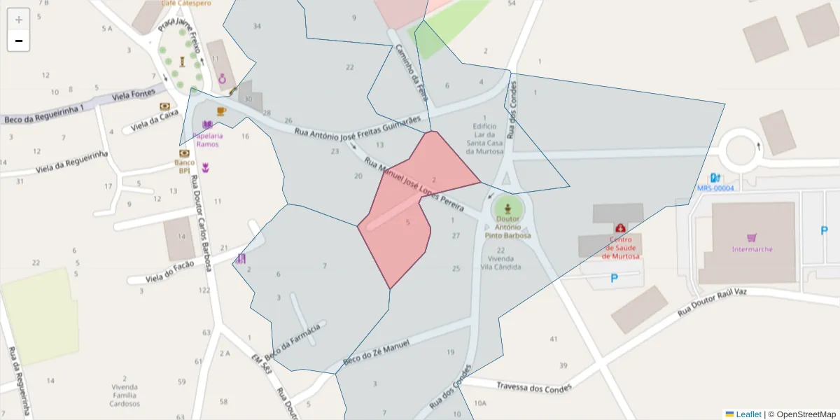 Mapa detalhado do código postal 3870-215 com limites, códigos postais vizinhos e agências dos correios