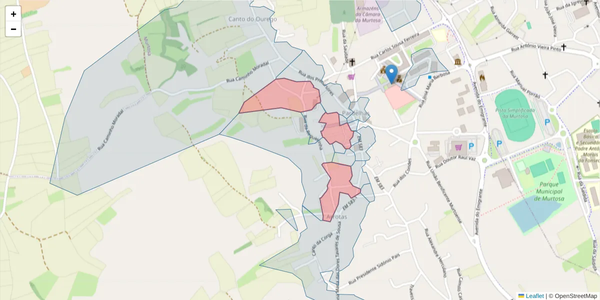 Mapa detalhado do código postal 3870-219 com limites, códigos postais vizinhos e agências dos correios