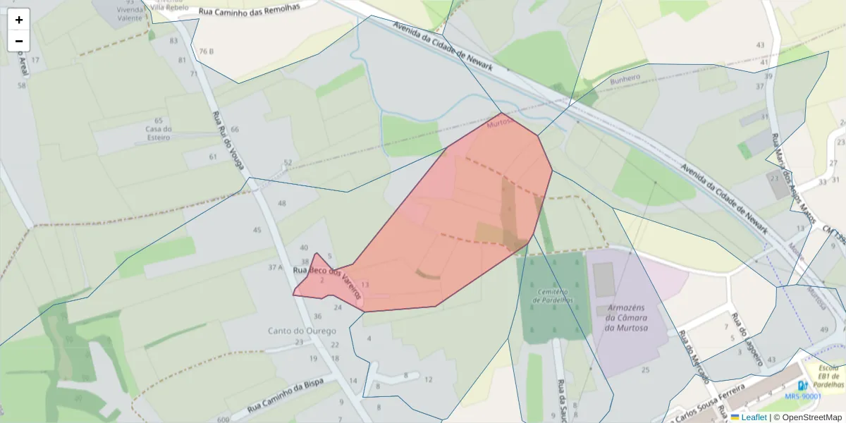 Mapa detalhado do código postal 3870-265 com limites, códigos postais vizinhos e agências dos correios