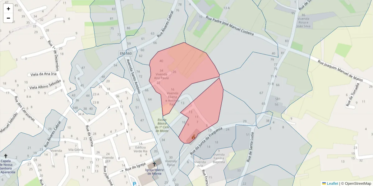 Mapa detalhado do código postal 3870-279 com limites, códigos postais vizinhos e agências dos correios