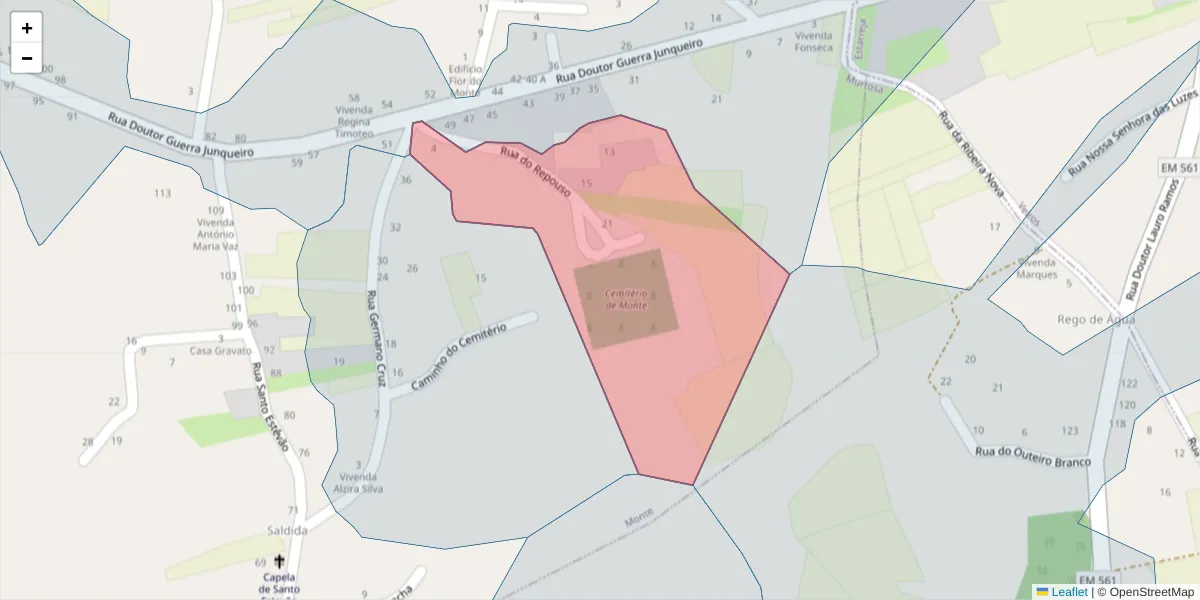 Mapa detalhado do código postal 3870-293 com limites, códigos postais vizinhos e agências dos correios