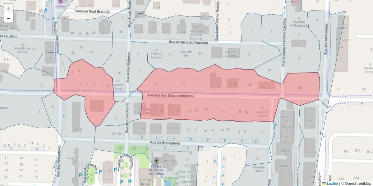 Mapa detalhado do código postal 3870-321 com limites, códigos postais vizinhos e agências dos correios