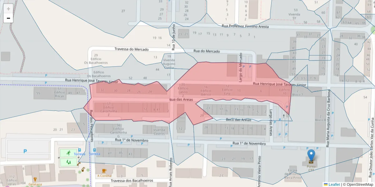 Mapa detalhado do código postal 3870-342 com limites, códigos postais vizinhos e agências dos correios