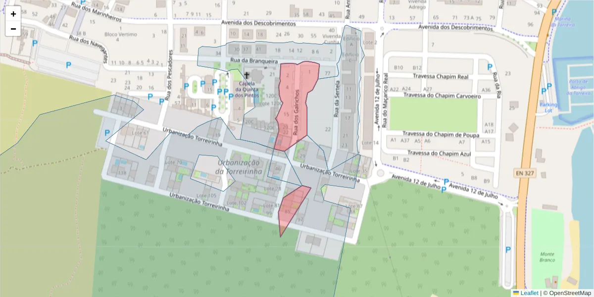 Mapa detalhado do código postal 3870-347 com limites, códigos postais vizinhos e agências dos correios