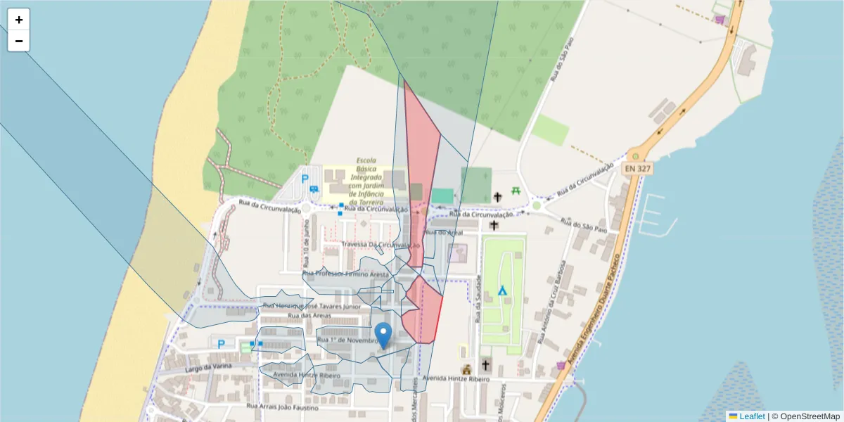 Mapa detalhado do código postal 3870-353 com limites, códigos postais vizinhos e agências dos correios