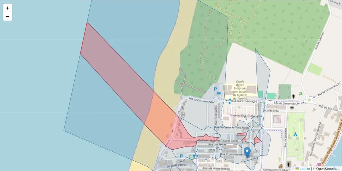 Mapa detalhado do código postal 3870-354 com limites, códigos postais vizinhos e agências dos correios