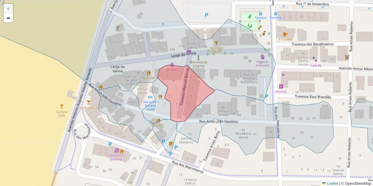 Mapa detalhado do código postal 3870-364 com limites, códigos postais vizinhos e agências dos correios