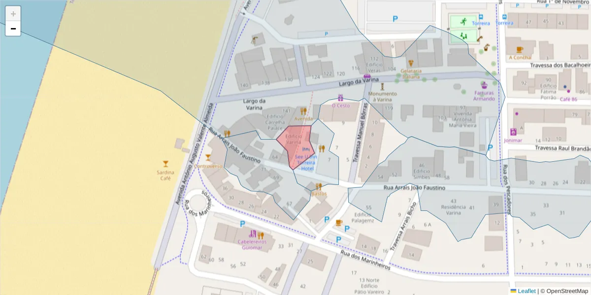 Mapa detalhado do código postal 3870-394 com limites, códigos postais vizinhos e agências dos correios