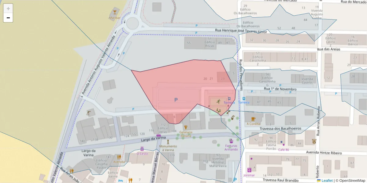 Mapa detalhado do código postal 3870-398 com limites, códigos postais vizinhos e agências dos correios