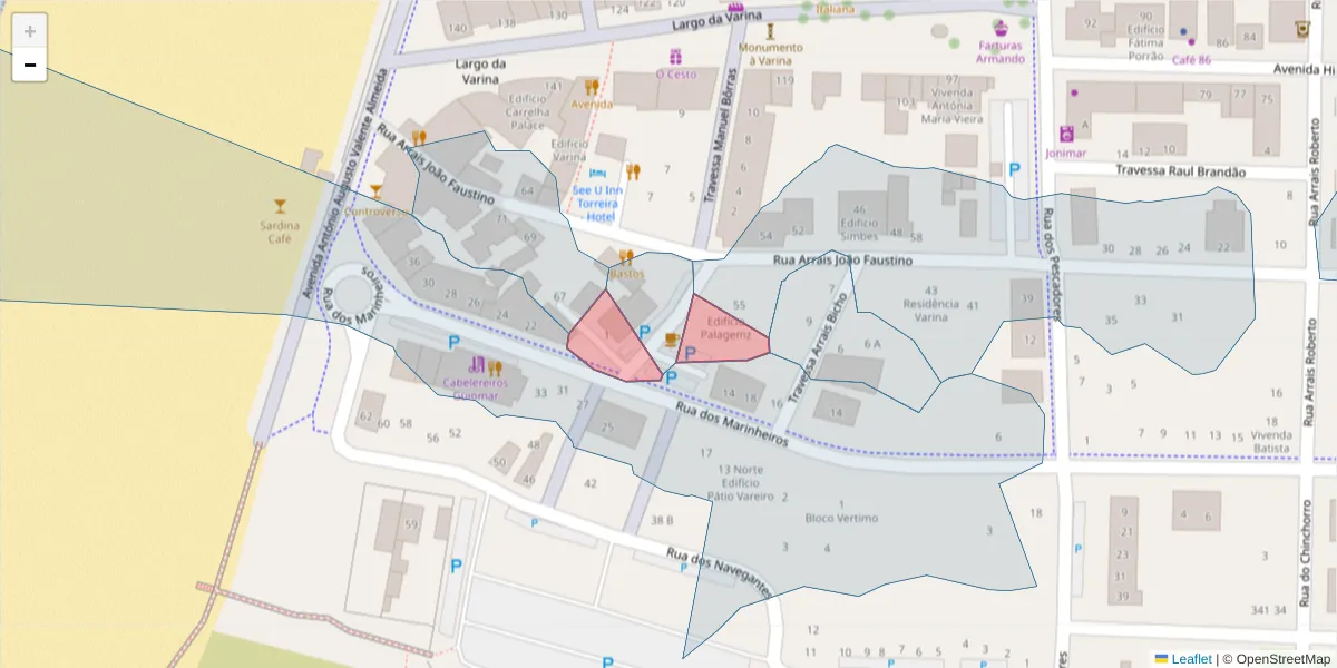 Mapa detalhado do código postal 3870-405 com limites, códigos postais vizinhos e agências dos correios