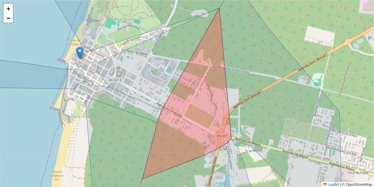 Mapa detalhado do código postal 3880-171 com limites, códigos postais vizinhos e agências dos correios