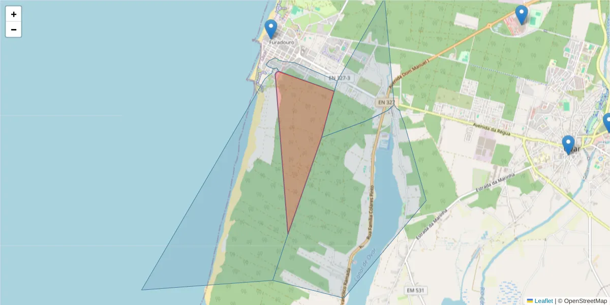 Mapa detalhado do código postal 3880-378 com limites, códigos postais vizinhos e agências dos correios