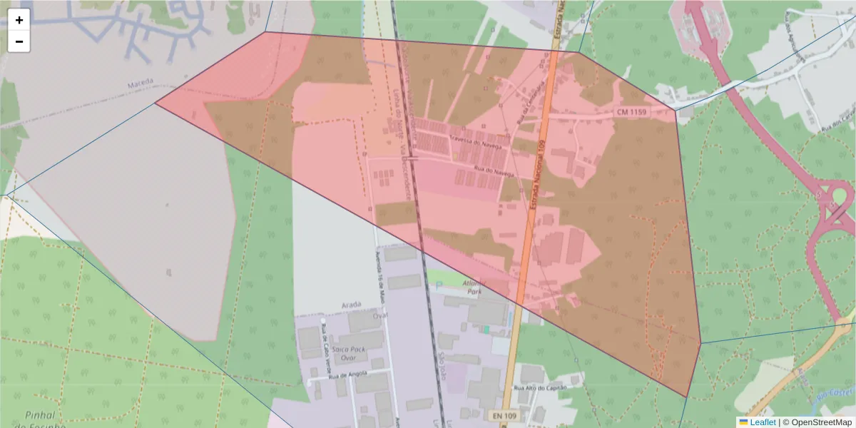 Mapa detalhado do código postal 3880-728 com limites, códigos postais vizinhos e agências dos correios