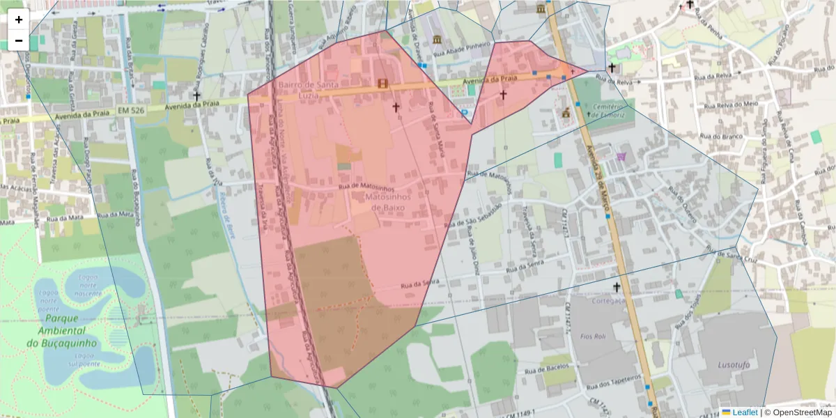 Mapa detalhado do código postal 3885-403 com limites, códigos postais vizinhos e agências dos correios