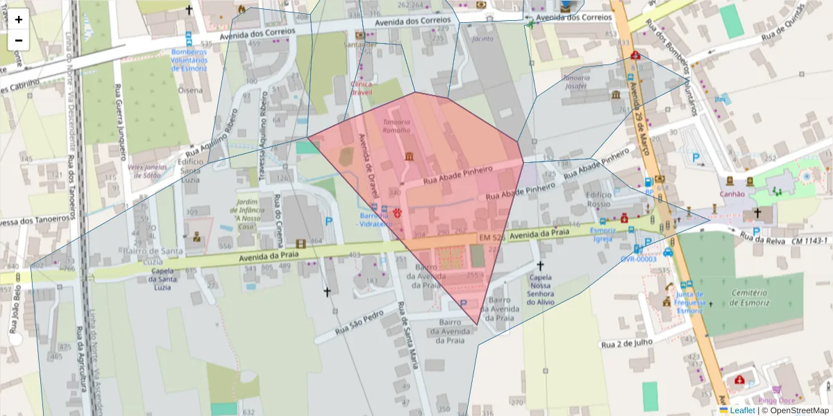Mapa detalhado do código postal 3885-432 com limites, códigos postais vizinhos e agências dos correios