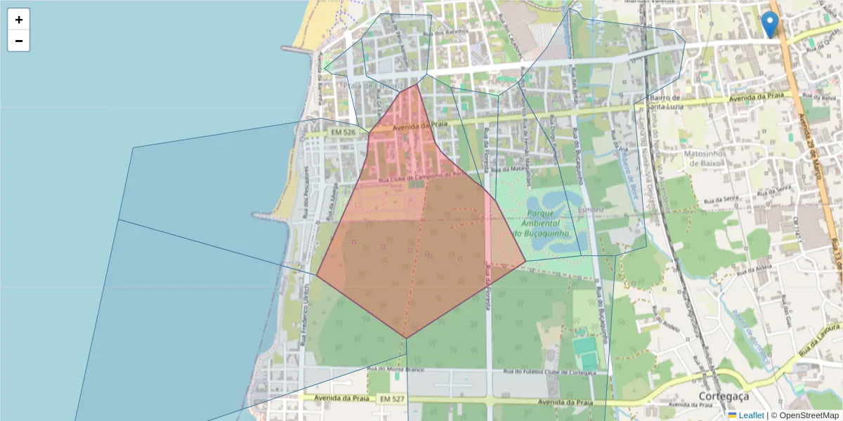 Mapa detalhado do código postal 3885-472 com limites, códigos postais vizinhos e agências dos correios