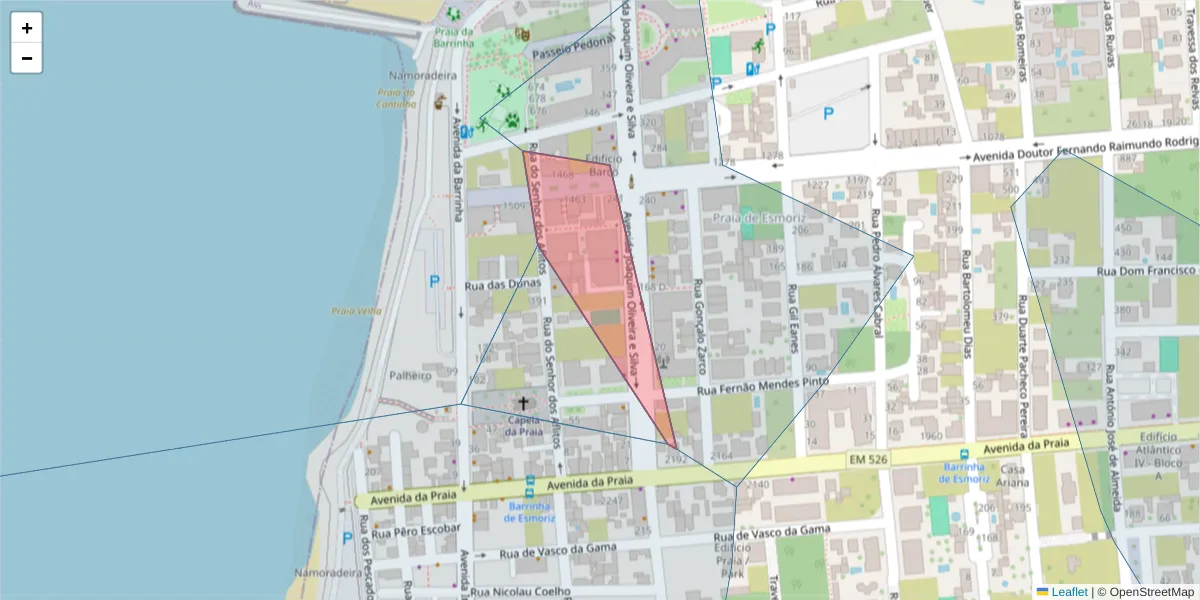 Mapa detalhado do código postal 3886-909 com limites, códigos postais vizinhos e agências dos correios