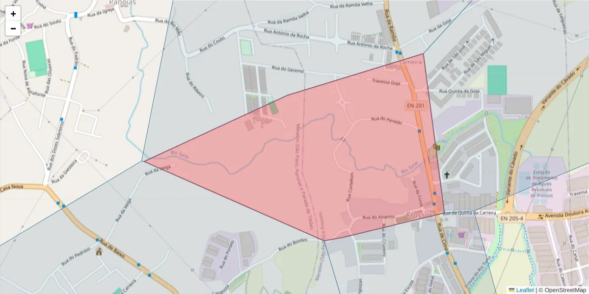 Mapa detalhado do código postal 400-155 com limites, códigos postais vizinhos e agências dos correios