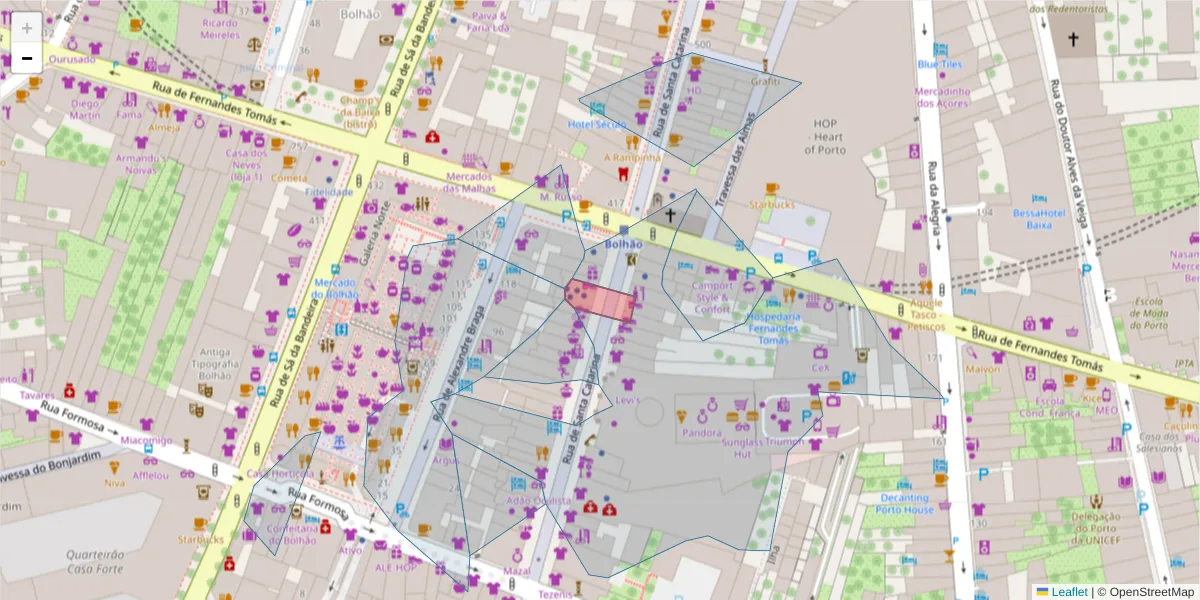 Mapa detalhado do código postal 4000-011 com limites, códigos postais vizinhos e agências dos correios