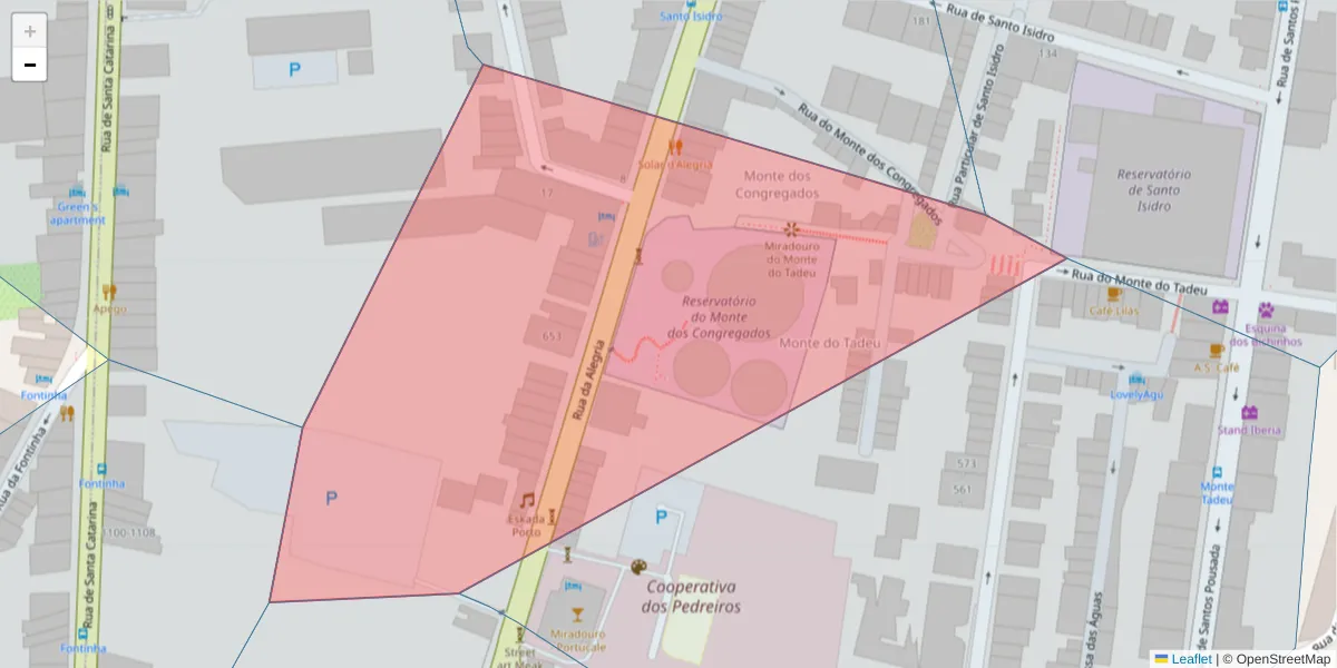 Mapa detalhado do código postal 4000-046 com limites, códigos postais vizinhos e agências dos correios
