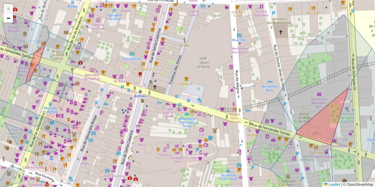 Mapa detalhado do código postal 4000-209 com limites, códigos postais vizinhos e agências dos correios