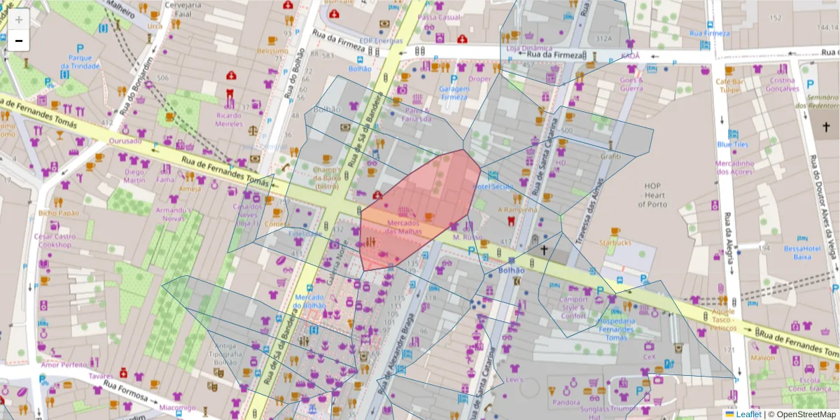 Mapa detalhado do código postal 4000-212 com limites, códigos postais vizinhos e agências dos correios