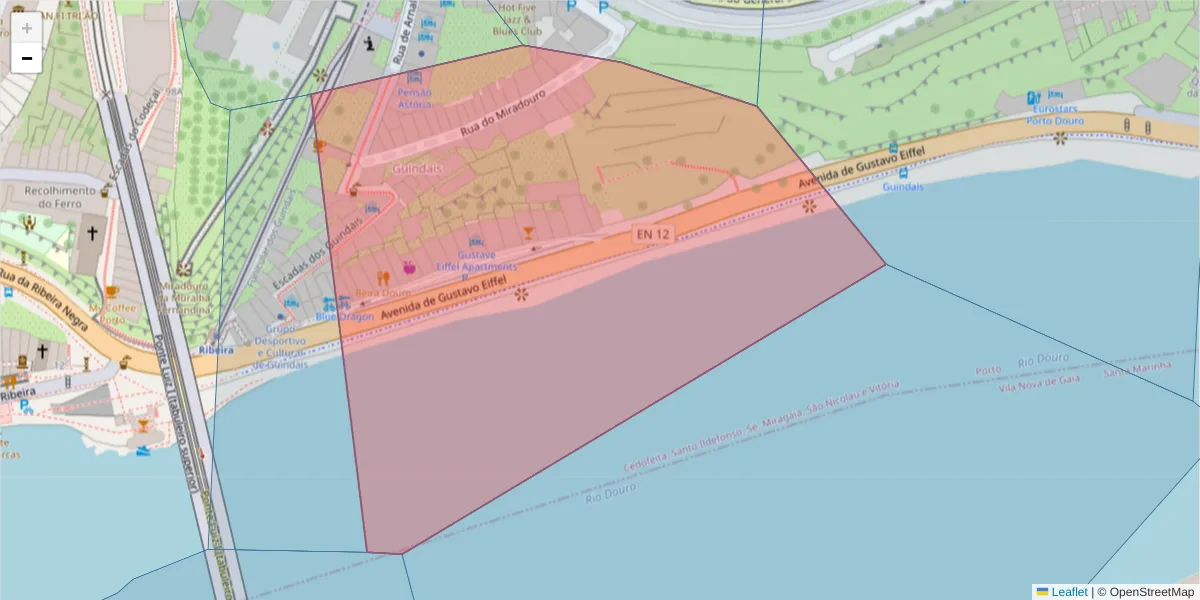 Mapa detalhado do código postal 4000-278 com limites, códigos postais vizinhos e agências dos correios