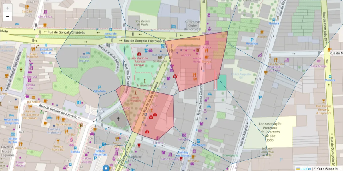 Mapa detalhado do código postal 4000-432 com limites, códigos postais vizinhos e agências dos correios