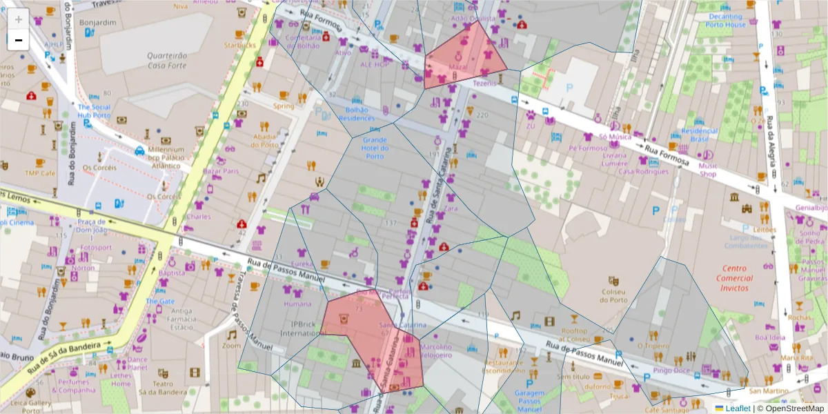 Mapa detalhado do código postal 4000-449 com limites, códigos postais vizinhos e agências dos correios