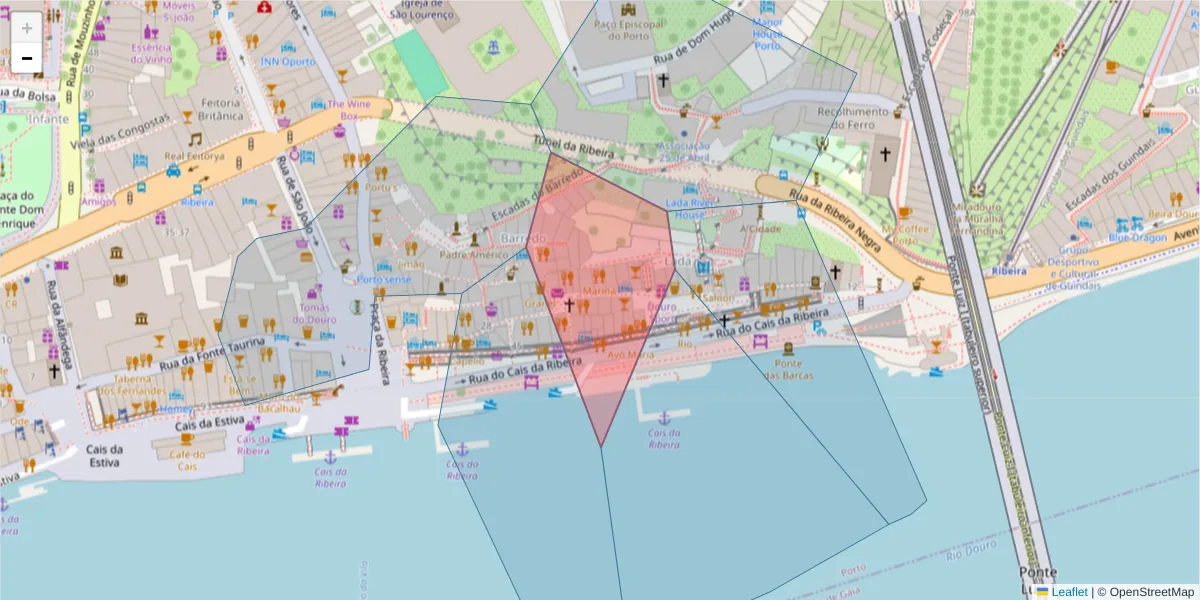 Mapa detalhado do código postal 4050-199 com limites, códigos postais vizinhos e agências dos correios