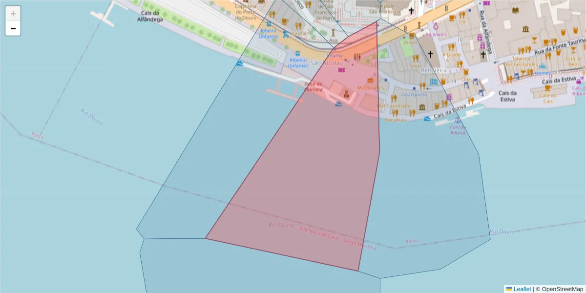 Mapa detalhado do código postal 4050-298 com limites, códigos postais vizinhos e agências dos correios