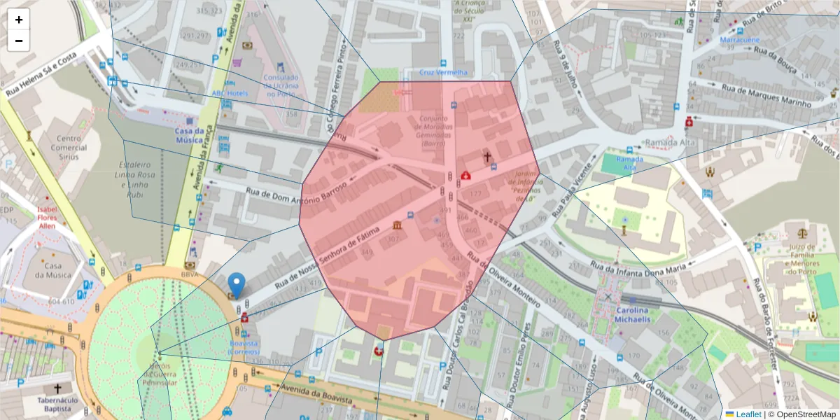 Mapa detalhado do código postal 4050-428 com limites, códigos postais vizinhos e agências dos correios