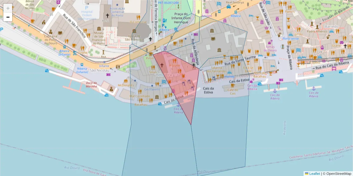 Mapa detalhado do código postal 4050-561 com limites, códigos postais vizinhos e agências dos correios