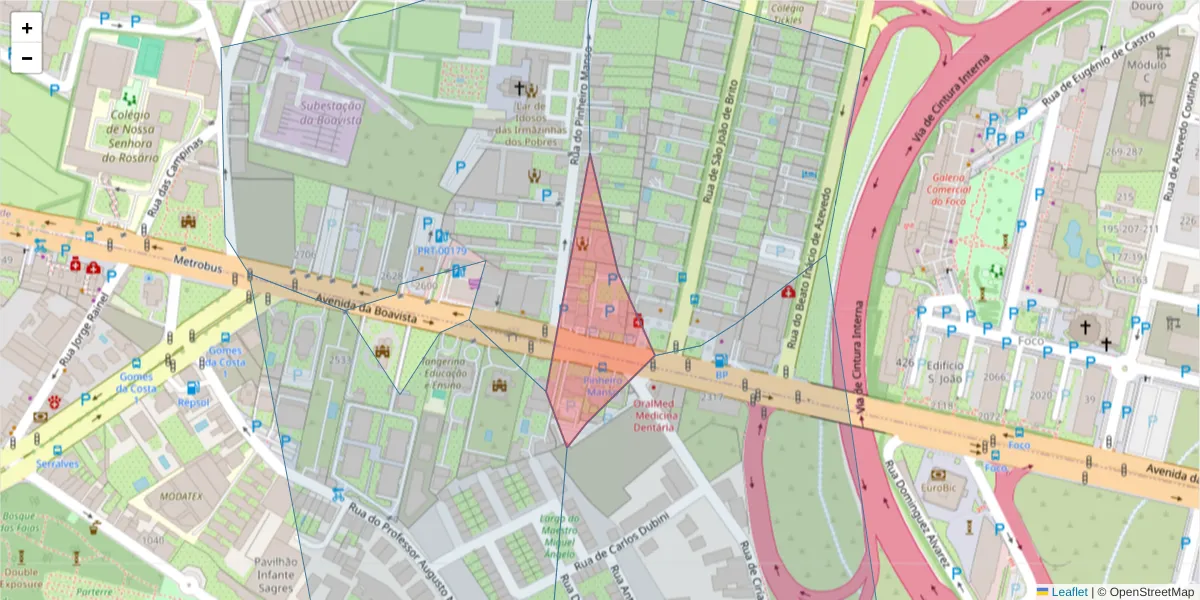 Mapa detalhado do código postal 4100-118 com limites, códigos postais vizinhos e agências dos correios