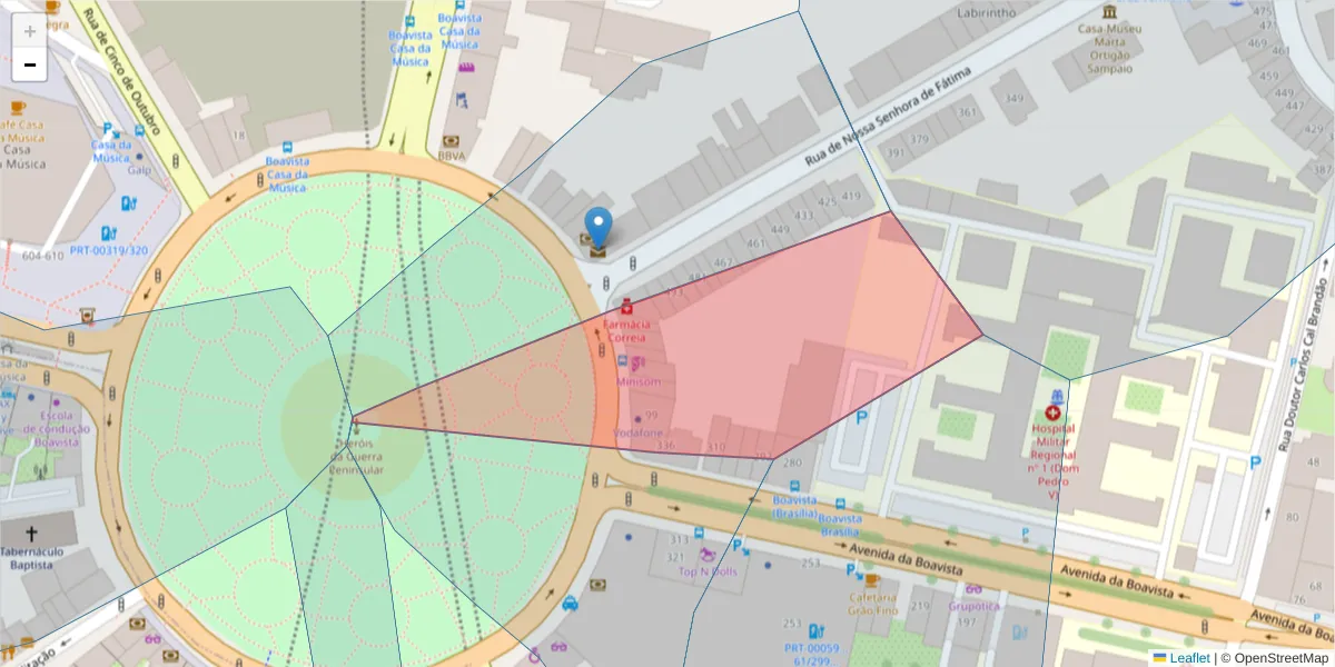 Mapa detalhado do código postal 4100-358 com limites, códigos postais vizinhos e agências dos correios