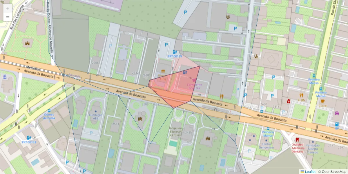 Mapa detalhado do código postal 4100-412 com limites, códigos postais vizinhos e agências dos correios