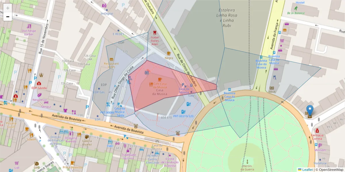 Mapa detalhado do código postal 4149-071 com limites, códigos postais vizinhos e agências dos correios