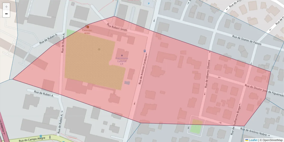 Mapa detalhado do código postal 4150-081 com limites, códigos postais vizinhos e agências dos correios